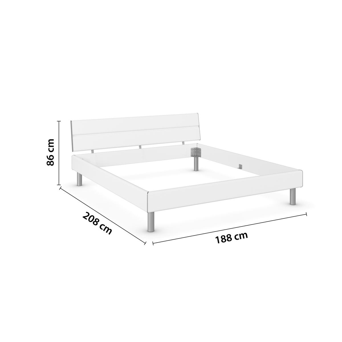 BETT 180/200 cm  in Weiß  - Alufarben/Weiß, Design, Holzwerkstoff/Metall (180/200cm) - Carryhome
