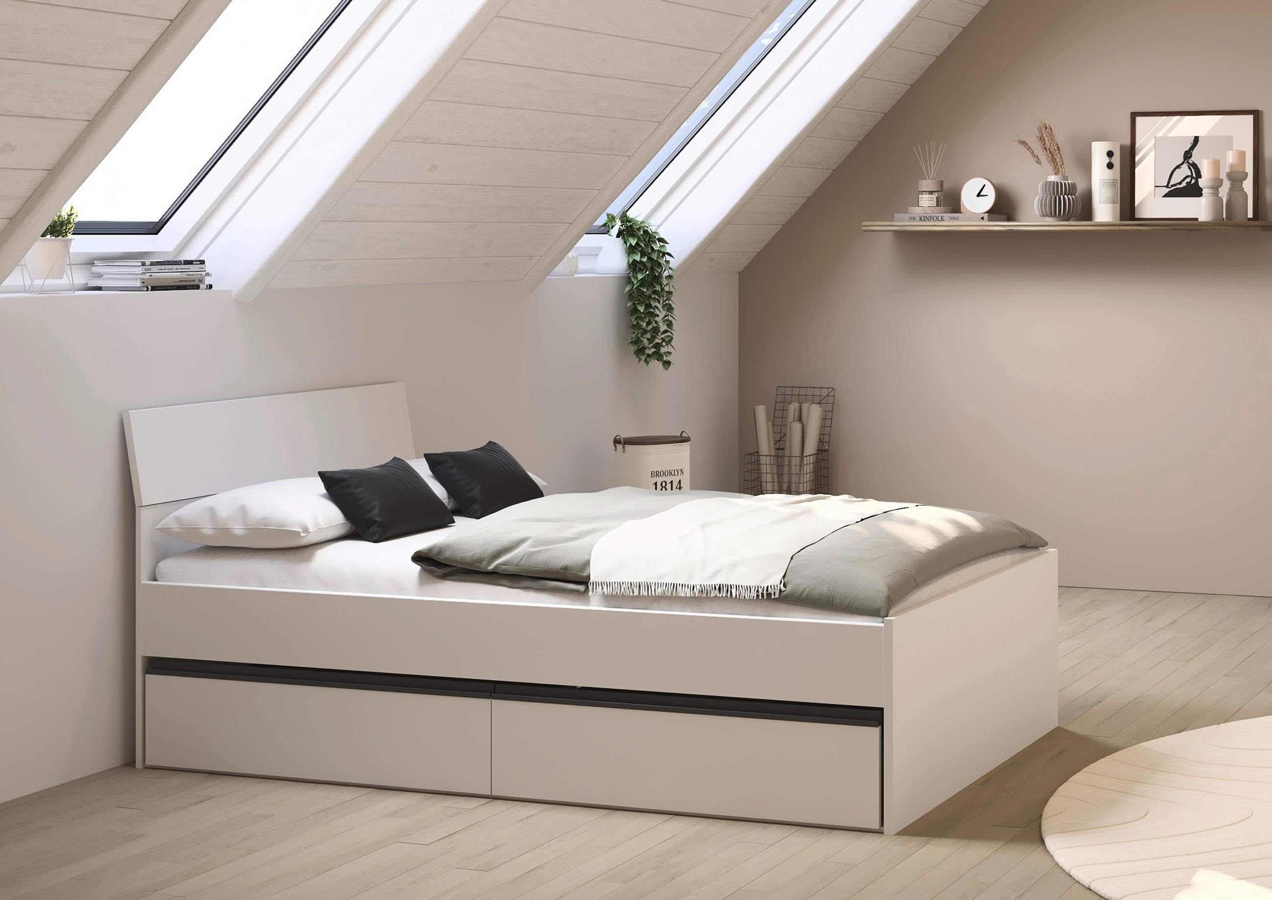 BETT 120/200 cm Weiß, Grau  - Weiß/Grau, Trend (120/200cm) - Xora