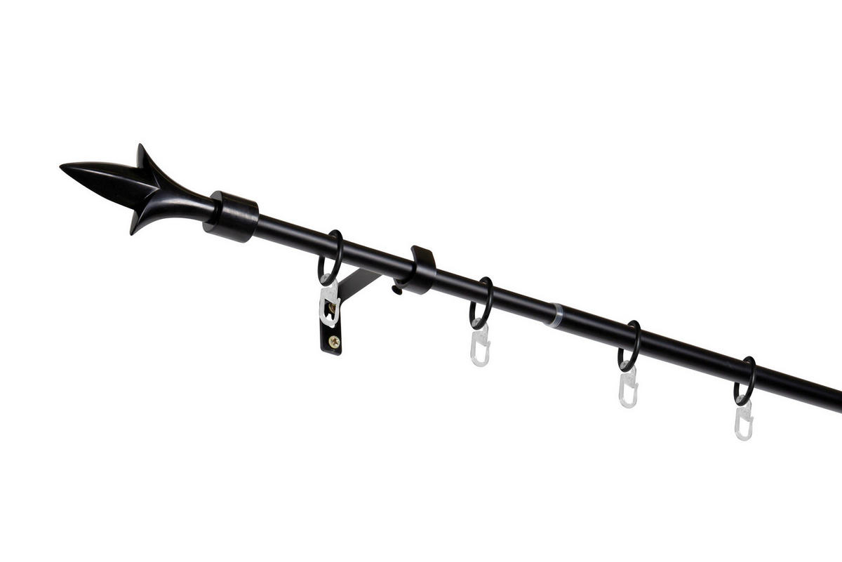 VORHANGSTANGENSET 130 cm  - Schwarz, Basics, Metall (130cm)