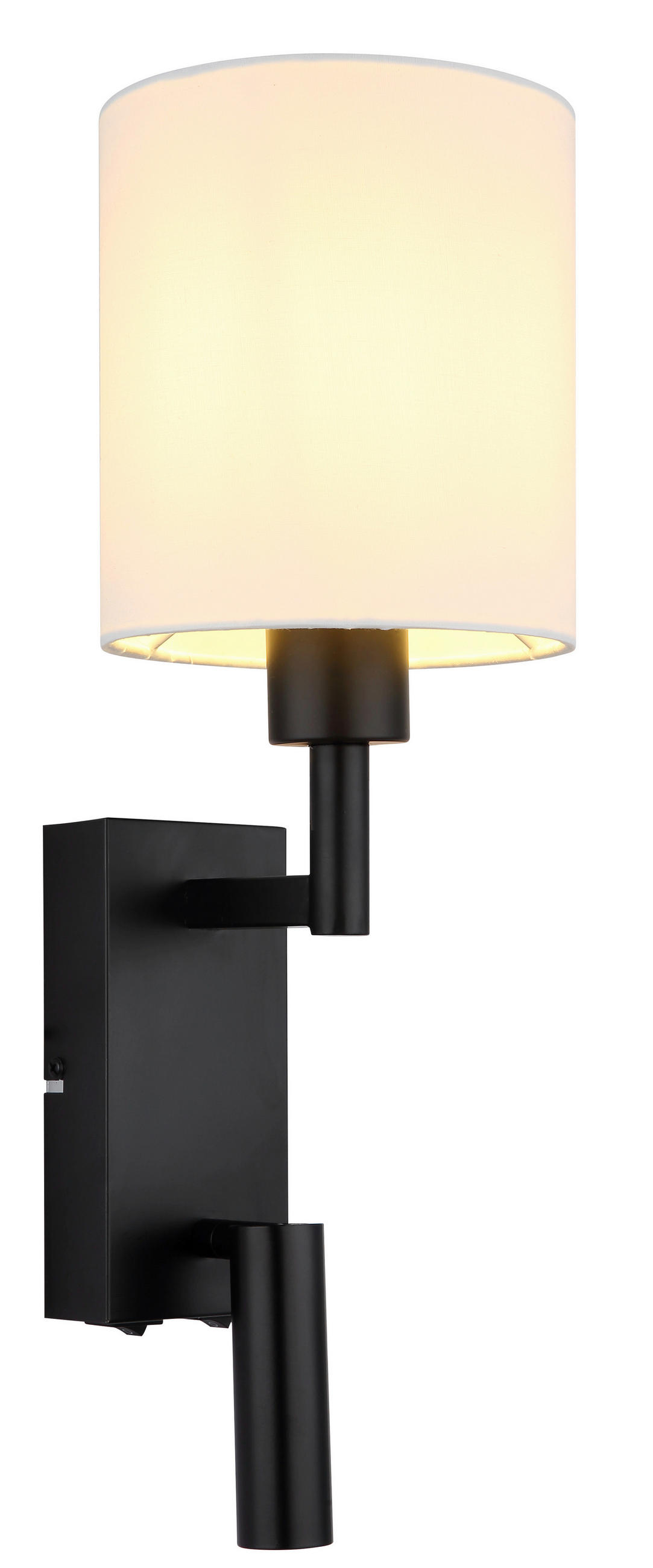 LED-WANDLEUCHTE 15/45,5 cm   - Schwarz/Weiß, KONVENTIONELL, Textil/Metall (15/45,5cm) - Globo