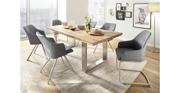 SCHWINGSTUHL in Edelstahl Lederlook - Taupe/Edelstahlfarben, Design, Textil/Metall (54/88/62cm) - Novel