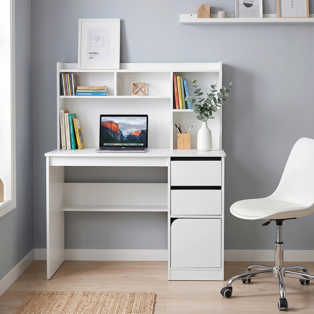 SCHREIBTISCH 110/60/131 cm Weiß  - Weiß, MODERN, Holzwerkstoff (110/60/131cm) - Livetastic
