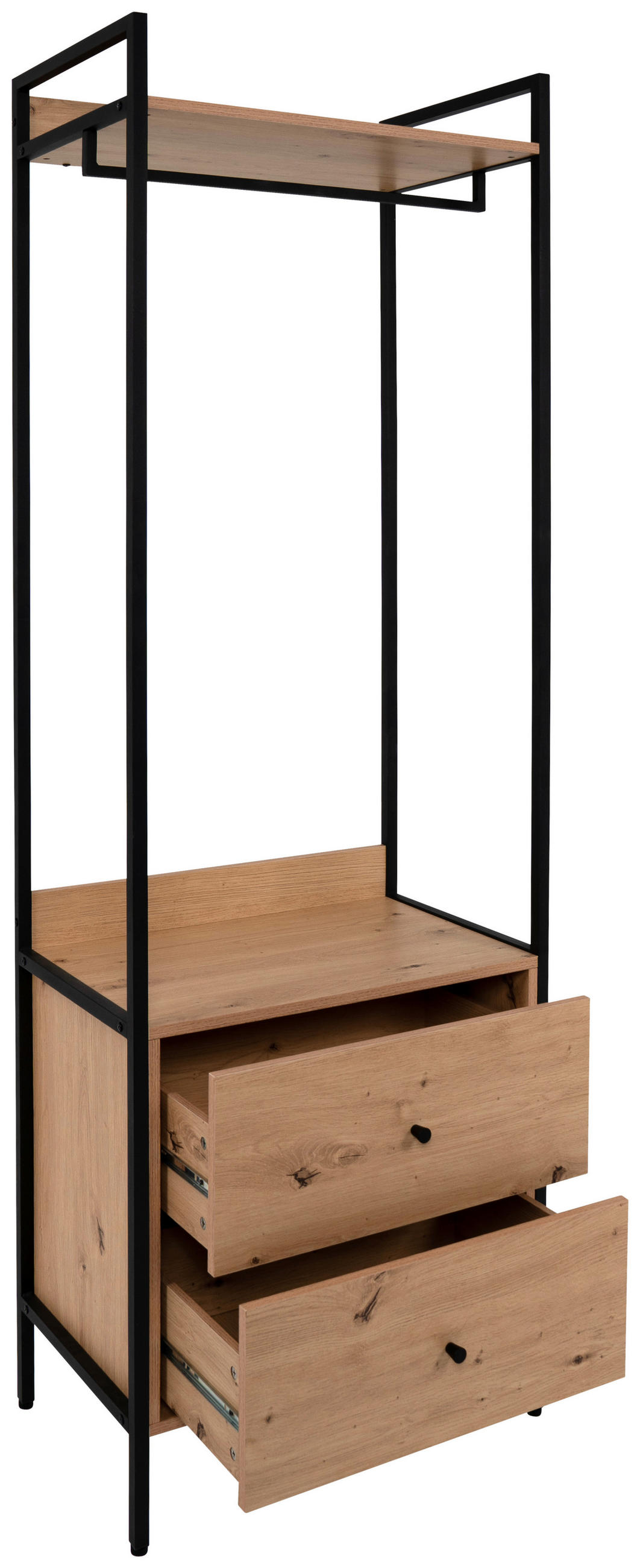Garderobe Dhaka 64/190/40 cm  - Schwarz, Modern, Holzwerkstoff/Metall (64/190/40cm) - Livetastic