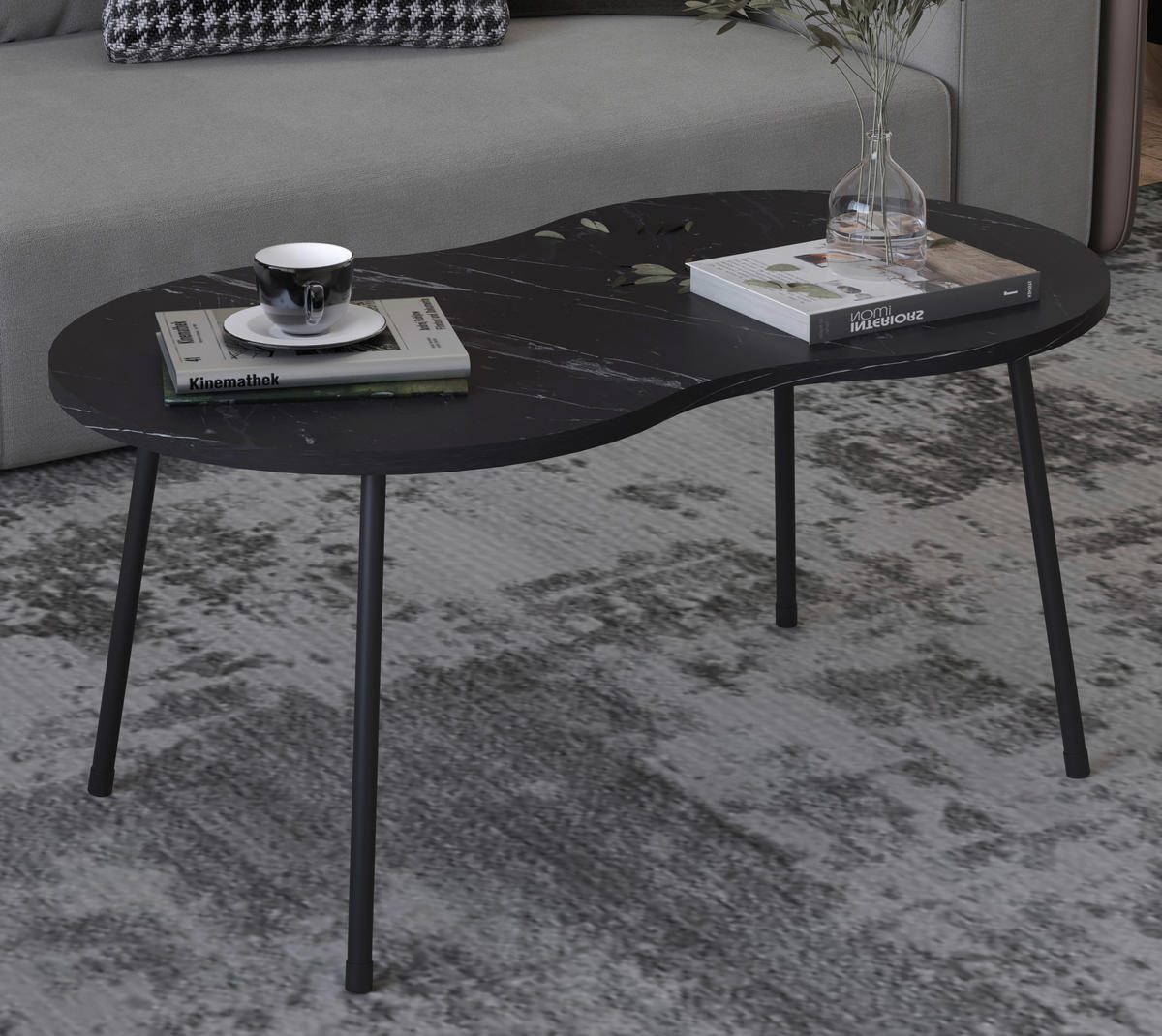 COUCHTISCH 90/41/42 cm formgebogen Schwarz  - Schwarz, Design, Holzwerkstoff (90/41/42cm) - MID.YOU