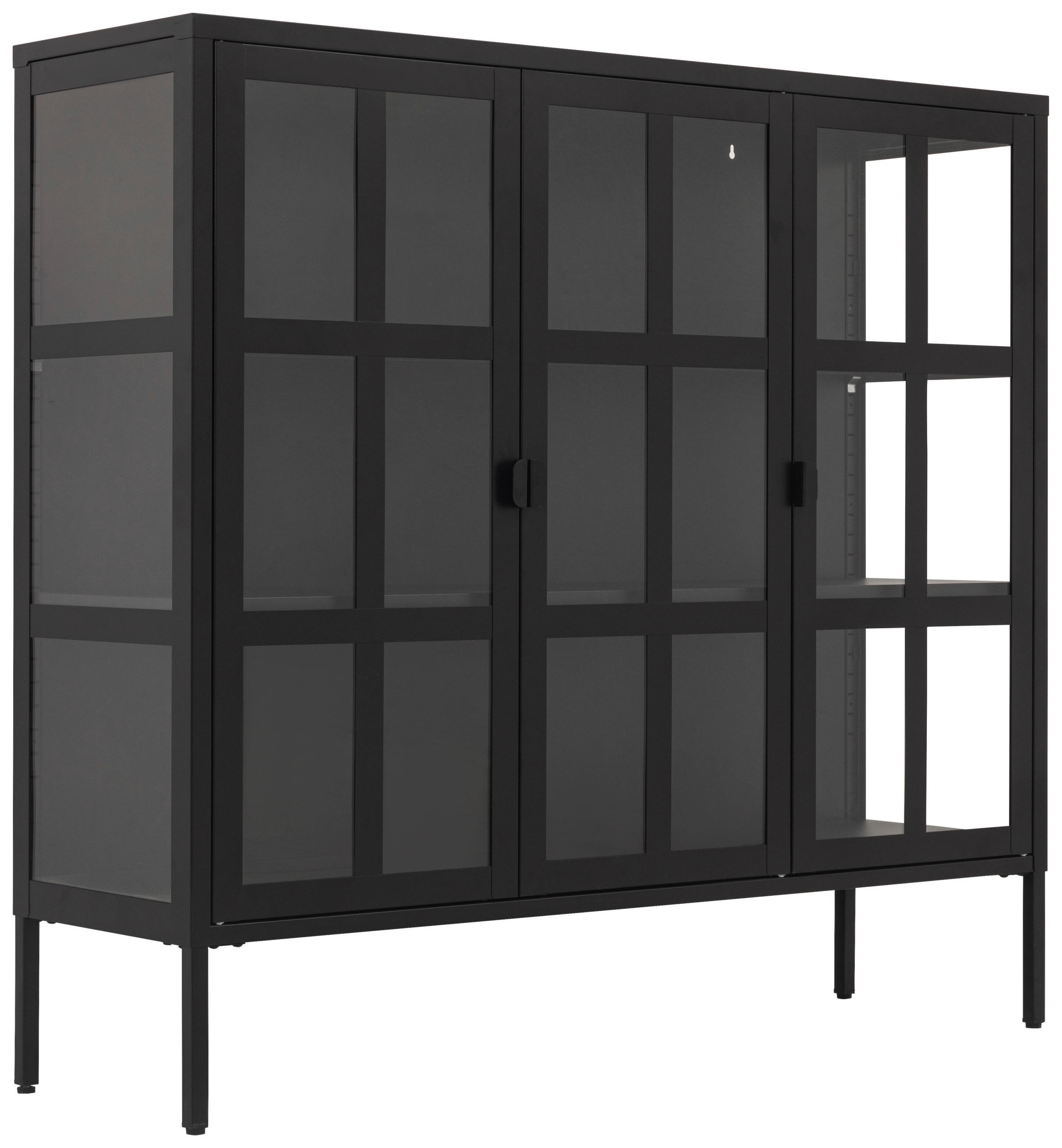 VITRINE in Schwarz  - Schwarz, Design, Glas/Metall (120/110/35cm) - Xora