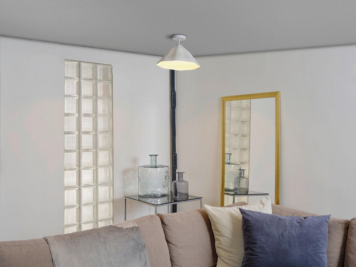 DECKENLEUCHTE 39,6/25,2 cm   - Weiß, Design, Papier/Metall (39,6/25,2cm) - Osram