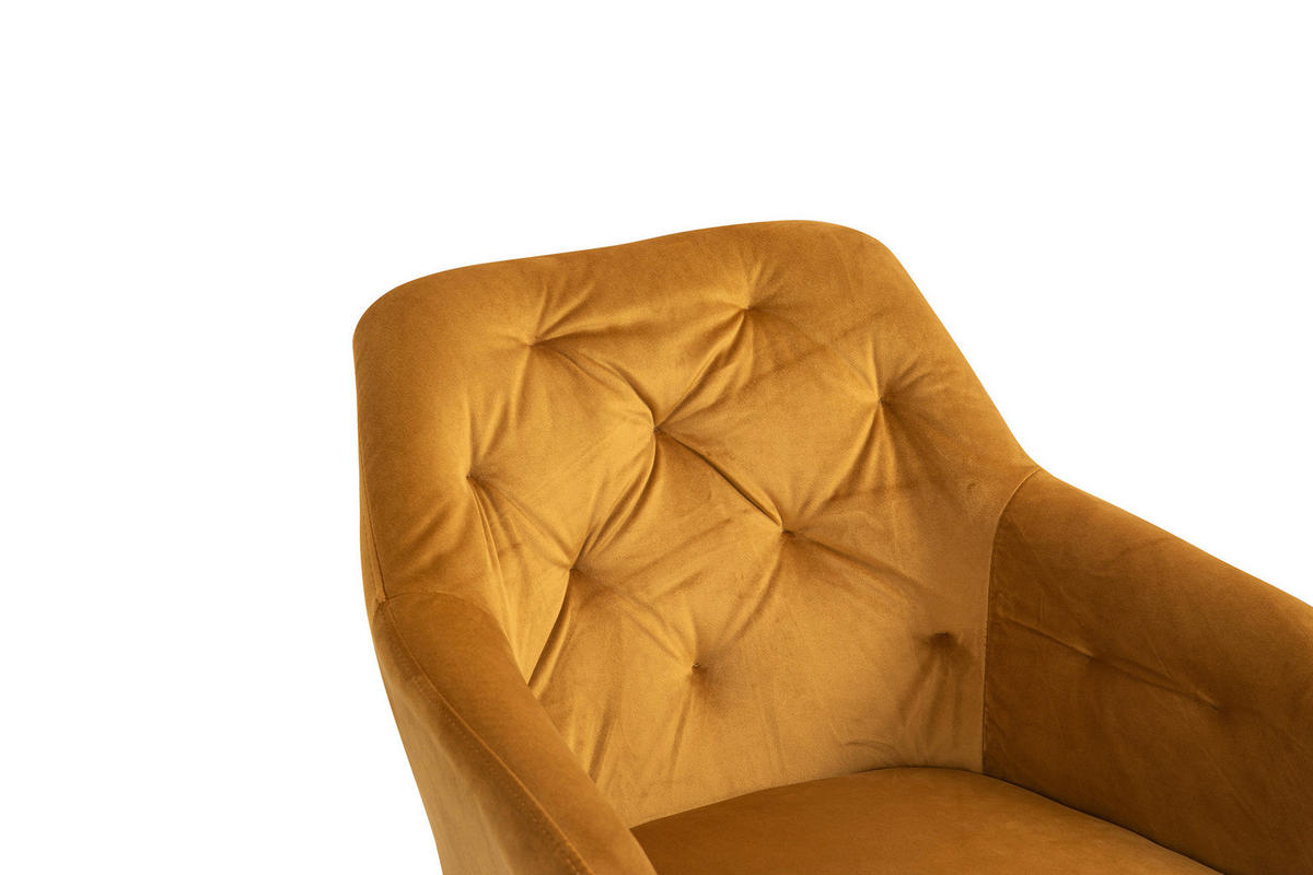ARMLEHNSTUHL  in Samt  - Senfgelb/Schwarz, MODERN, Textil/Metall (61/85/62cm) - Livetastic