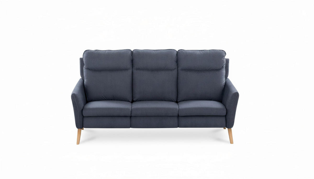 3-SITZER-SOFA  in Mikrofaser Blau Skandinavisch, Modern  - Blau/Buchefarben, Design, Holz/Textil (202/110/92cm) - Livetastic