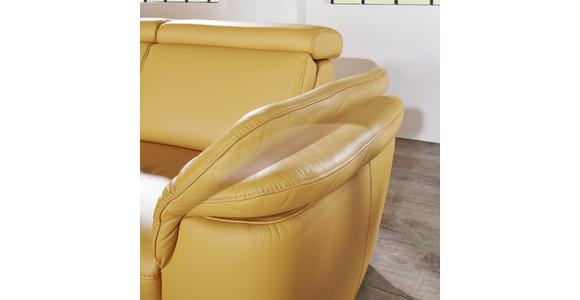 ECKSOFA in Echtleder Gelb  - Gelb/Alufarben, Design, Leder/Metall (242/271cm) - Cantus