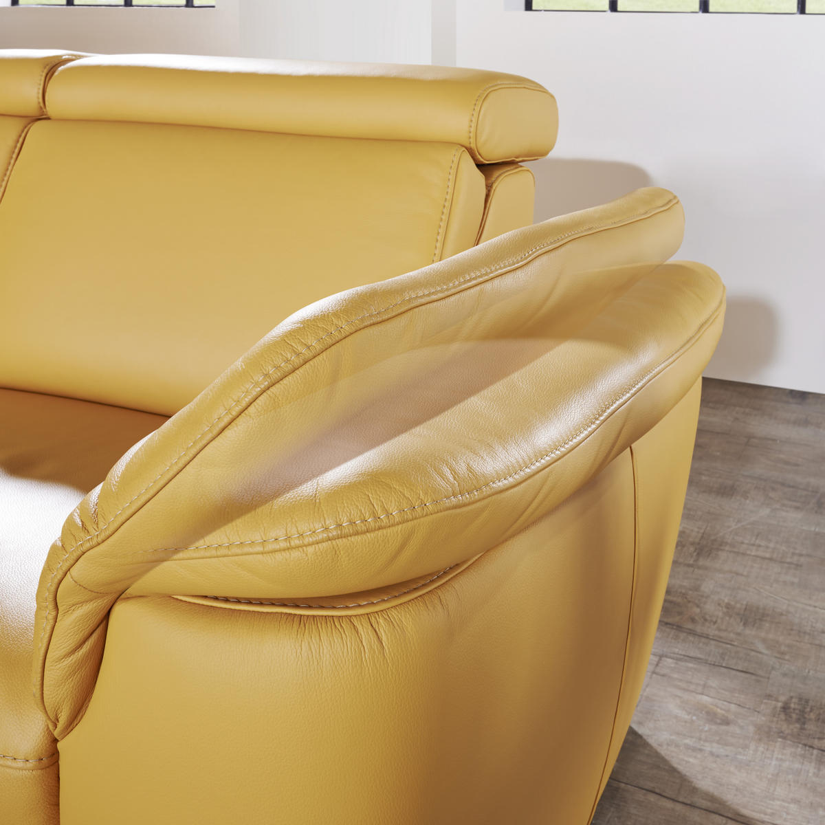ECKSOFA Gelb Echtleder  - Gelb/Alufarben, Design, Leder/Metall (239/271cm) - Cantus