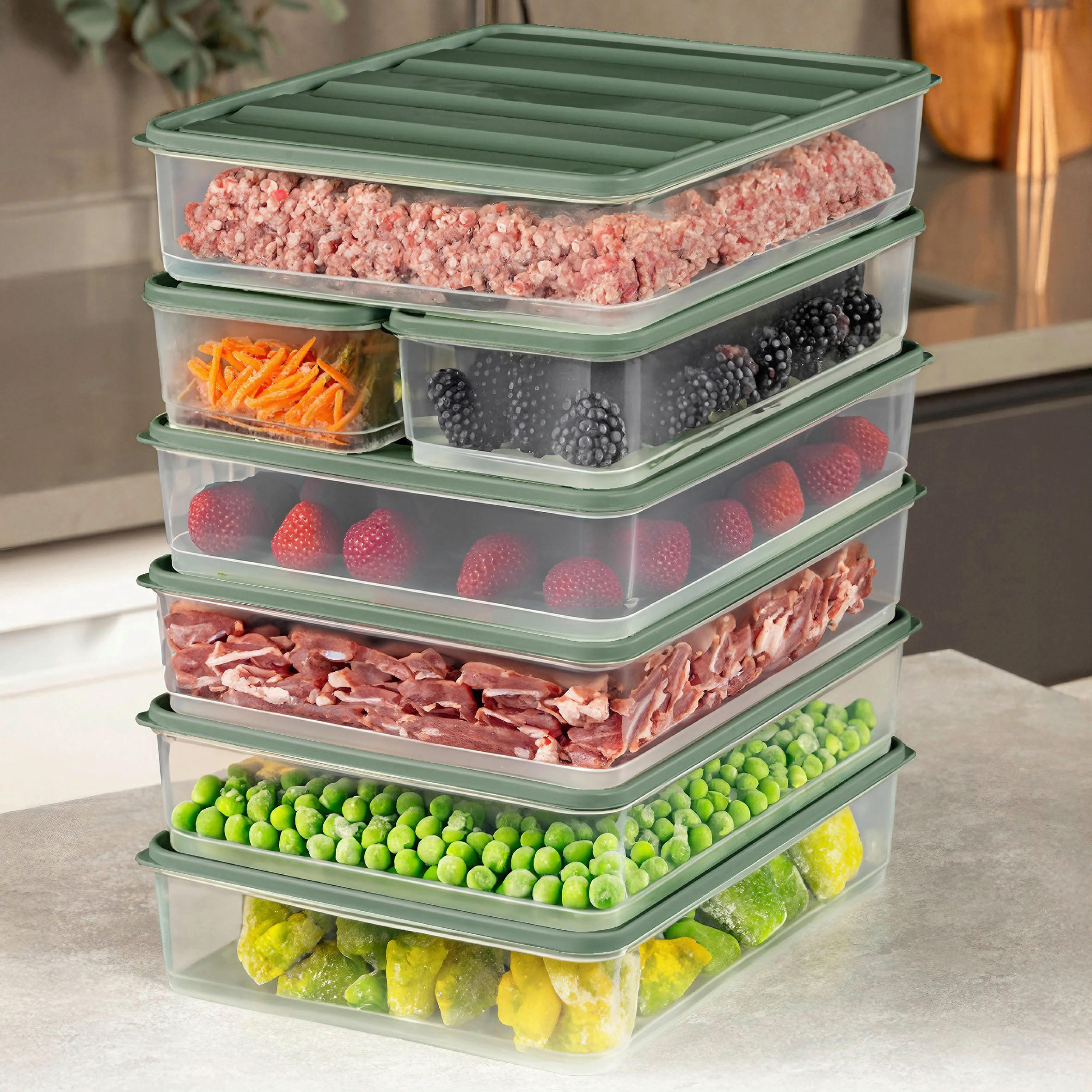 Vorratsdosenset Grün 7-teilig