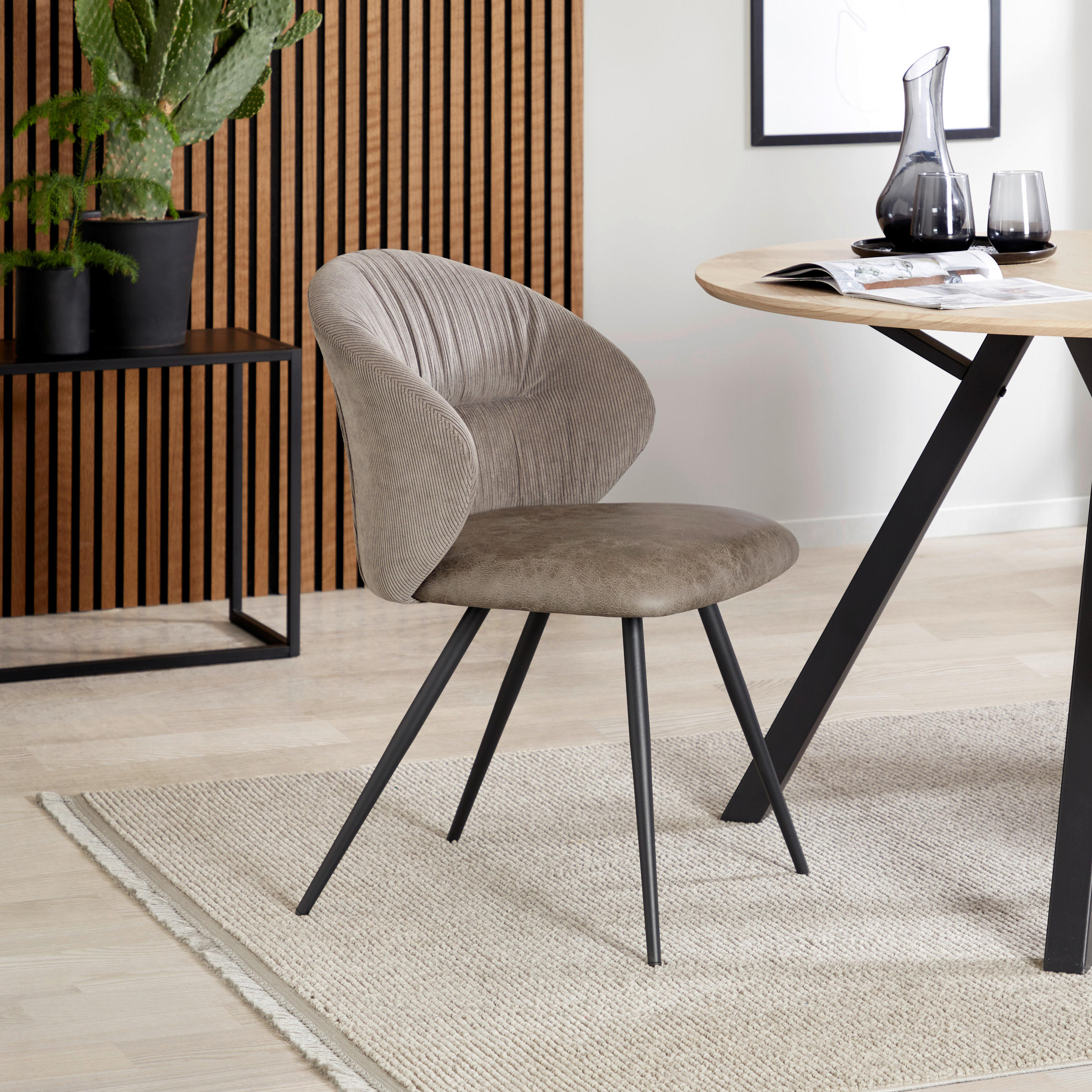STUHL Struktur Grau  - Schwarz/Grau, MODERN, Textil/Metall (57/80,5/62cm) - MID.YOU