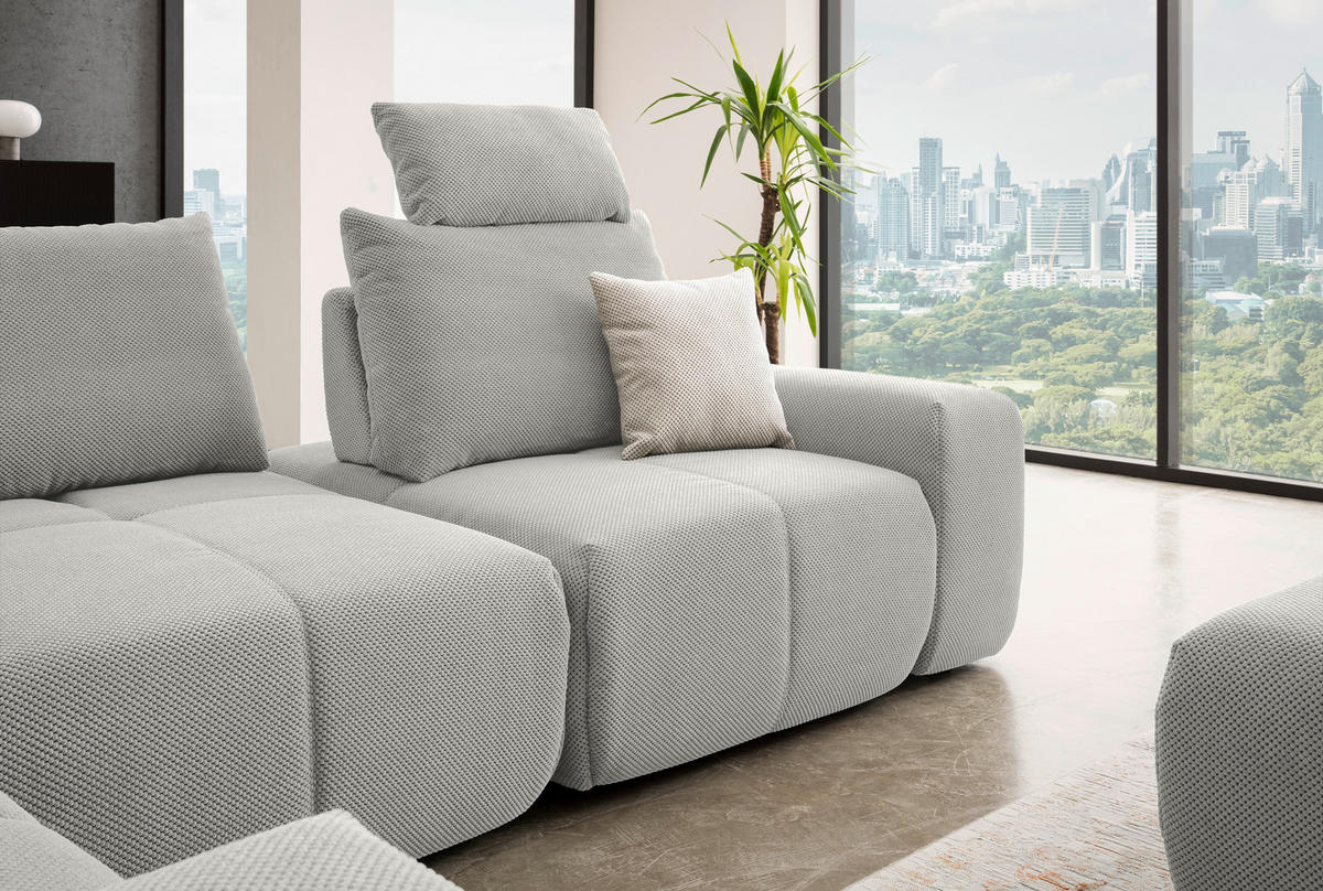 ECKSOFA in Velours Greige  - Greige/Schwarz, Design, Kunststoff/Textil (236/326cm) - Xora