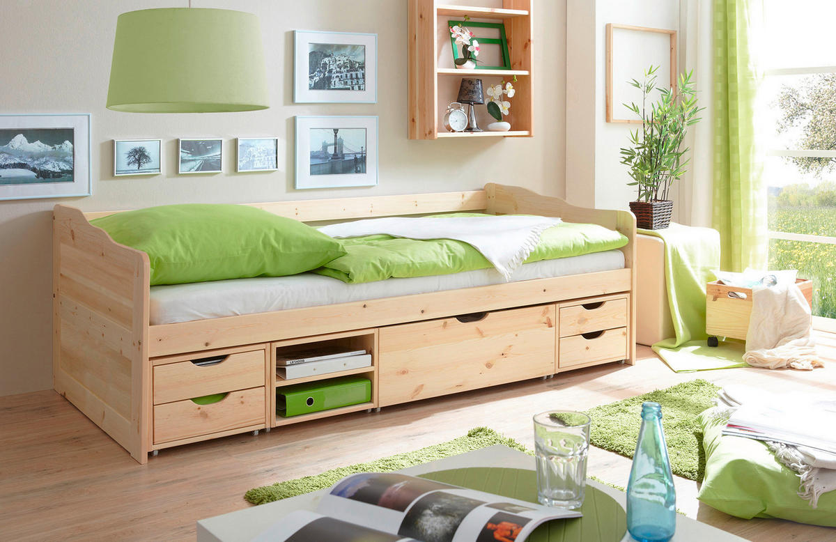 STAURAUMBETT 90/200 cm  in Kieferfarben  - Kieferfarben, MODERN, Holz (90/200cm) - MID.YOU