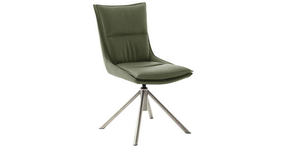 STUHL drehbar beschichtet Edelstahlfarben, Olivgrün - Edelstahlfarben/Olivgrün, Design, Textil/Metall (49/90/65cm) - Novel