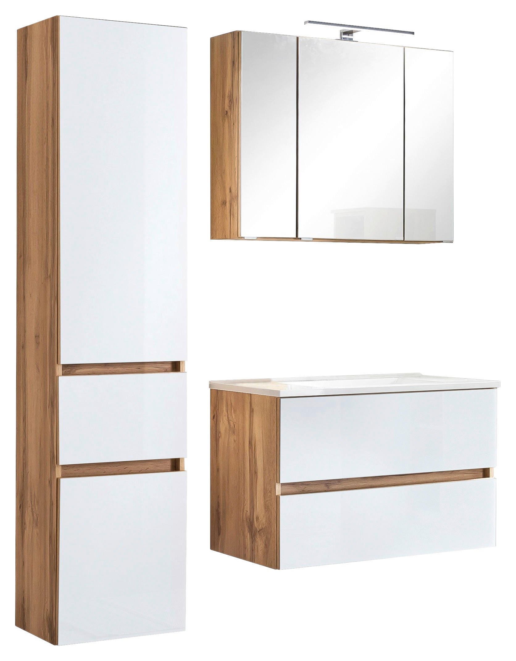 BADEZIMMER  in 120 cm  - Weiss/Eichefarben, Konventionell, Glas/Holzwerkstoff (120cm) - Held