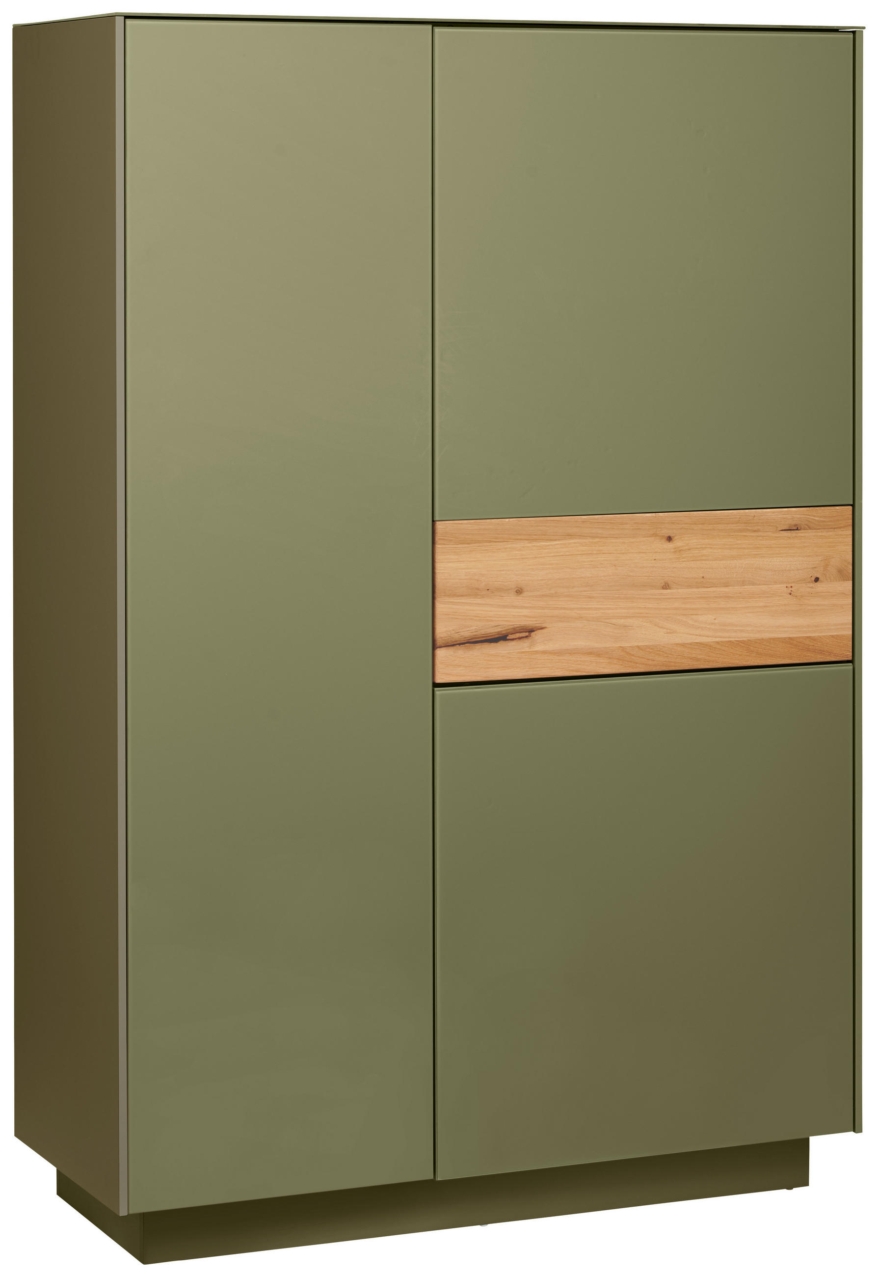 HIGHBOARD Triest Triest Olivgrün, Eichefarben  101/150/42 cm  - Eichefarben/Olivgrün, Design, Glas/Holz (101/150/42cm) - Novel