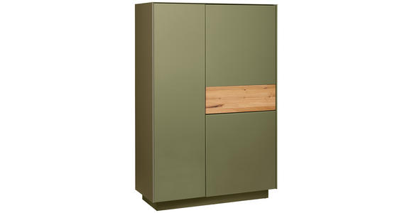 HIGHBOARD Eichefarben, Olivgrün 101/150/42 cm - Eichefarben/Olivgrün, Design, Glas/Holz (101/150/42cm) - Novel