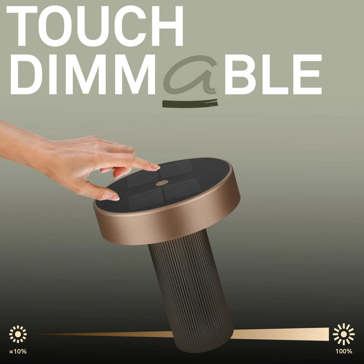 AKKU-TISCHLEUCHTE 16/20 cm  - Beige/Anthrazit, Design, Kunststoff (16/20cm)