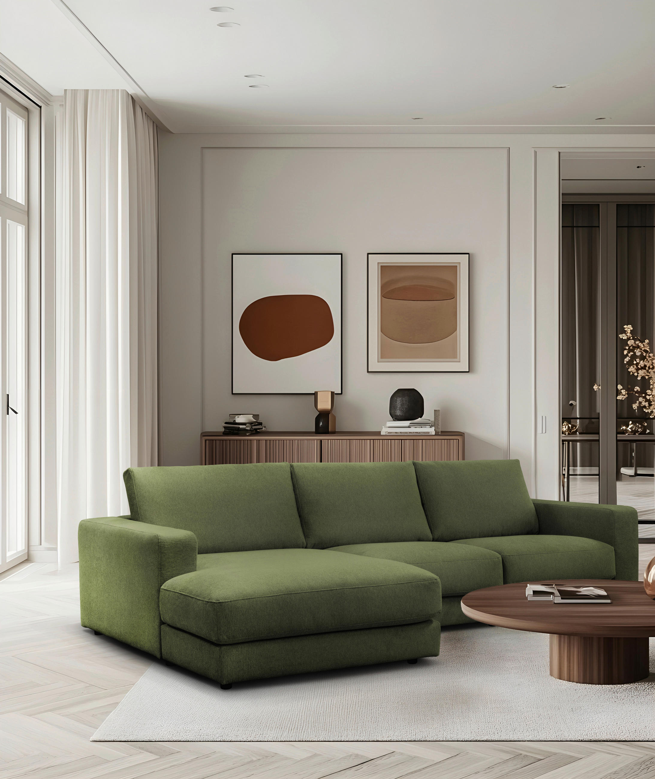 ECKSOFA VIGO Grün  - Schwarz/Grün, Design, Textil (172cm) - MID.YOU