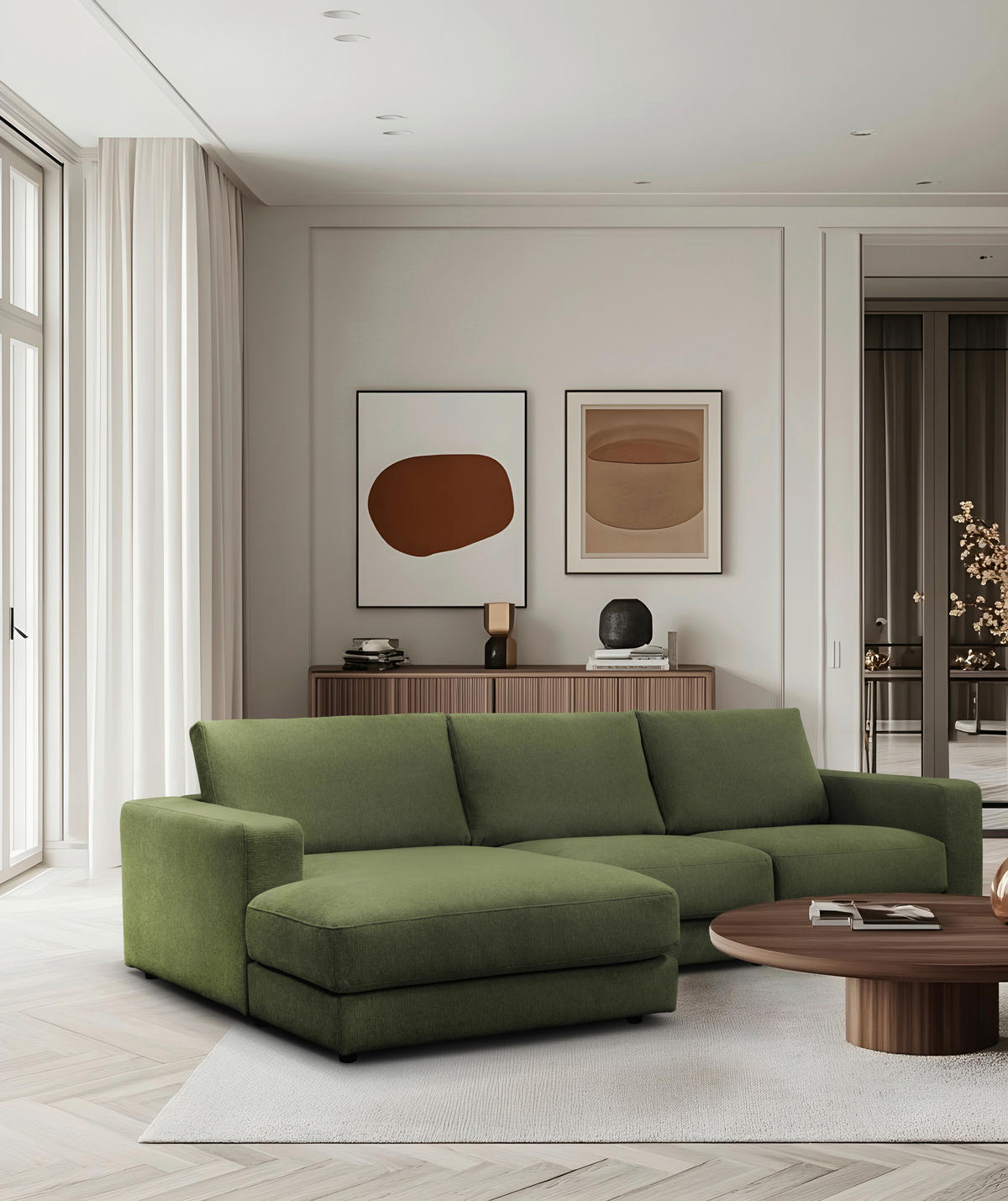 ECKSOFA VIGO Grün  - Schwarz/Grün, Design, Textil (172cm) - MID.YOU