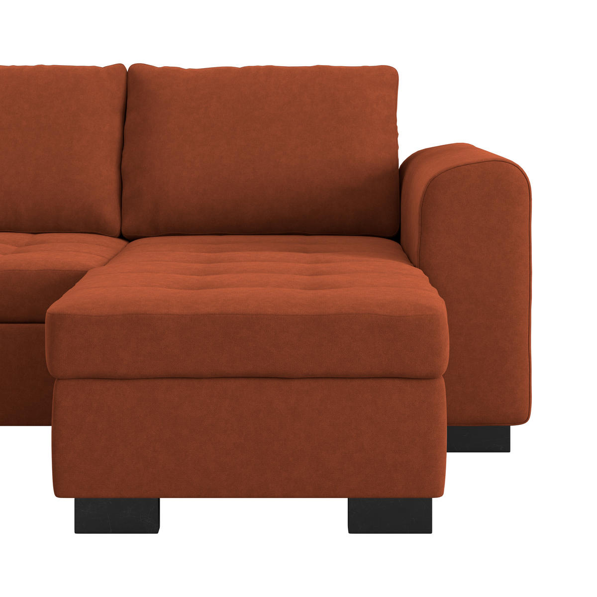 WOHNLANDSCHAFT Terracotta Mikrofaser  - Terracotta/Schwarz, MODERN, Kunststoff/Textil (178/305/155cm) - P & B