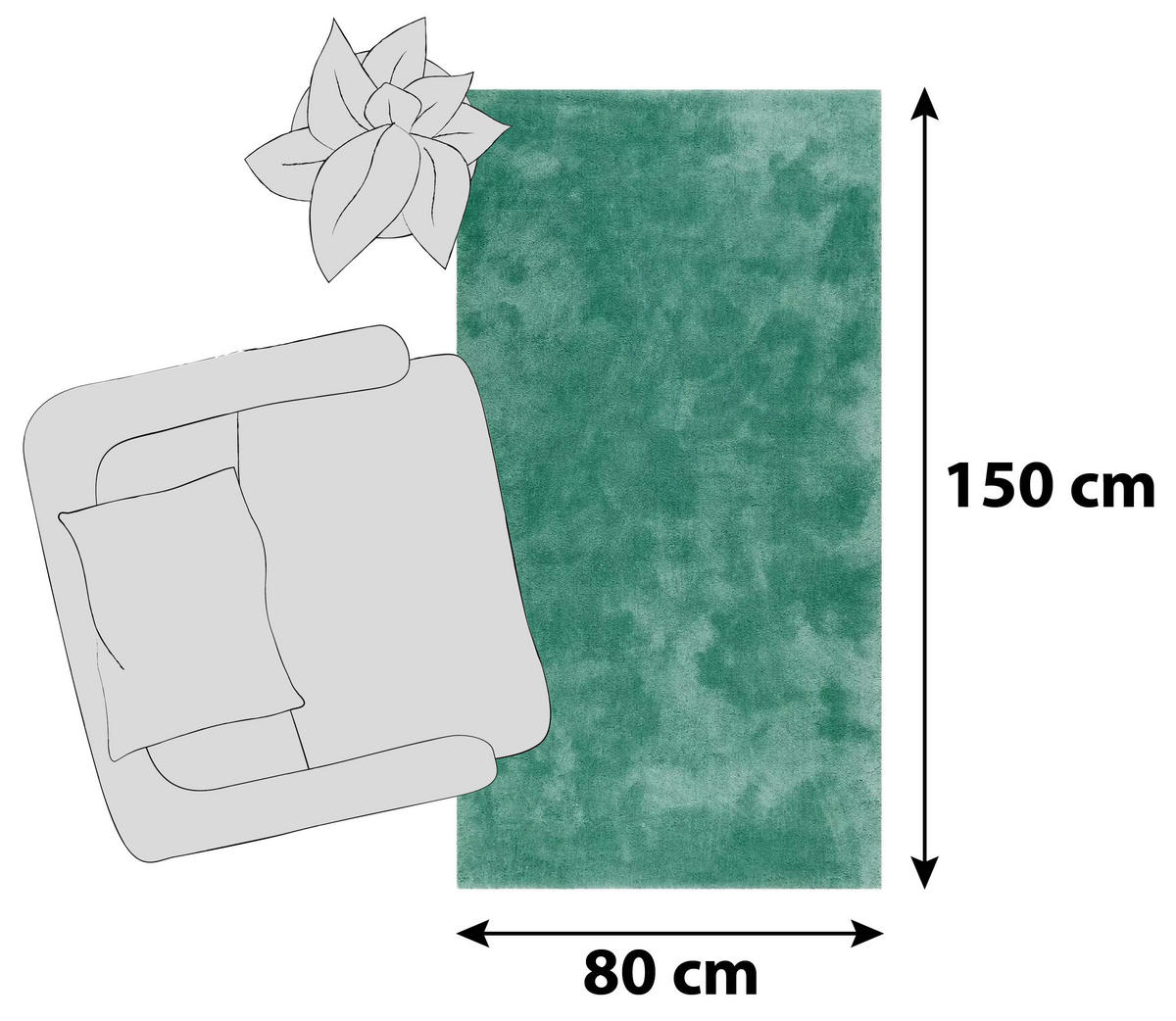 HOCHFLORTEPPICH 80/150 cm Relaxx Smaragdgrün  - Smaragdgrün, KONVENTIONELL, Textil (80/150cm) - Esprit