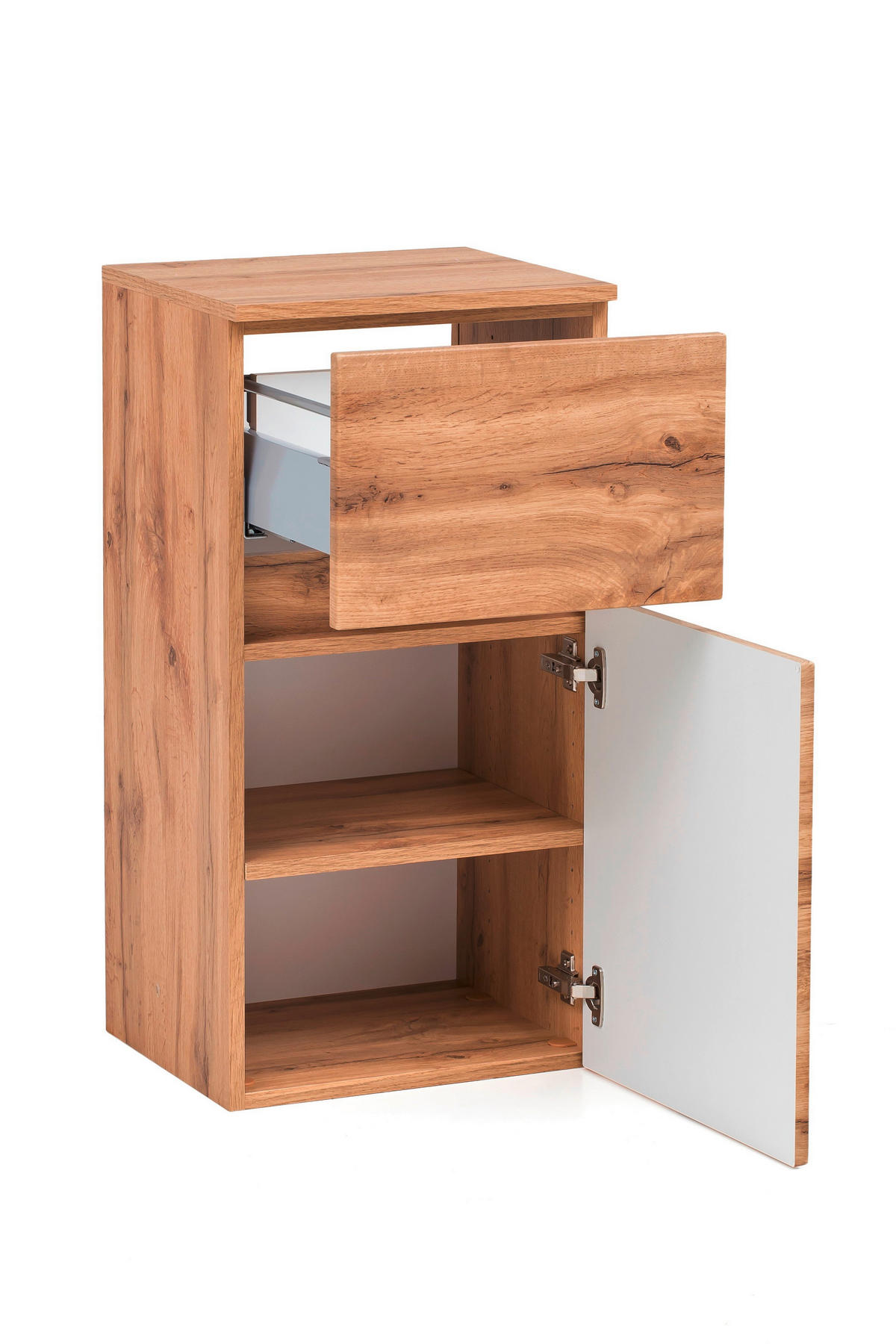 UNTERSCHRANK 40/79/35 cm   - Eiche Wotan/Silberfarben, Natur, Holzwerkstoff/Kunststoff (40/79/35cm) - Xora