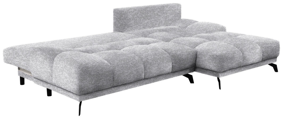ECKSOFA Grau Chenille  - Schwarz/Grau, MODERN, Textil/Metall (290/182cm) - Hom`in