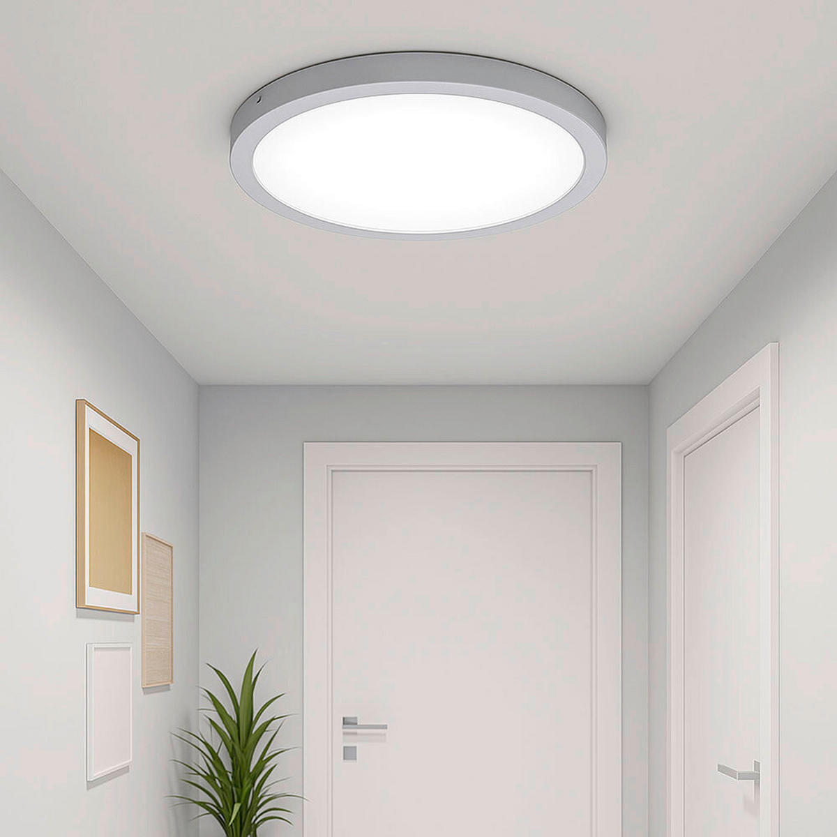 AUFBAULEUCHTE 40/3,5 cm   - Chromfarben/Weiß, Design, Kunststoff/Metall (40/3,5cm) - Globo