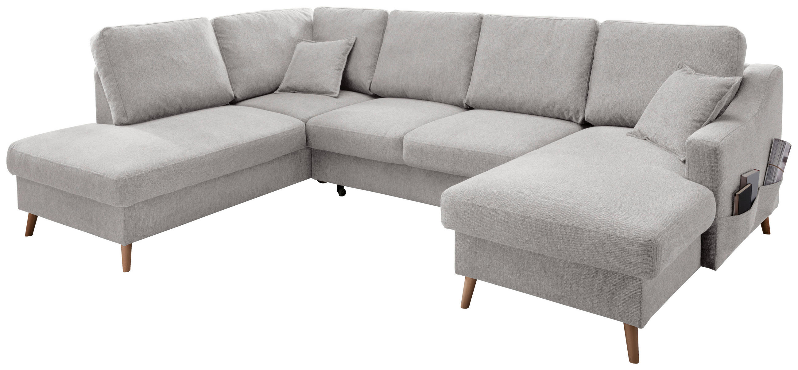 WOHNLANDSCHAFT in Chenille Grau - Naturfarben/Grau, Konventionell, Holz/Textil (200/301/150cm) - Livetastic