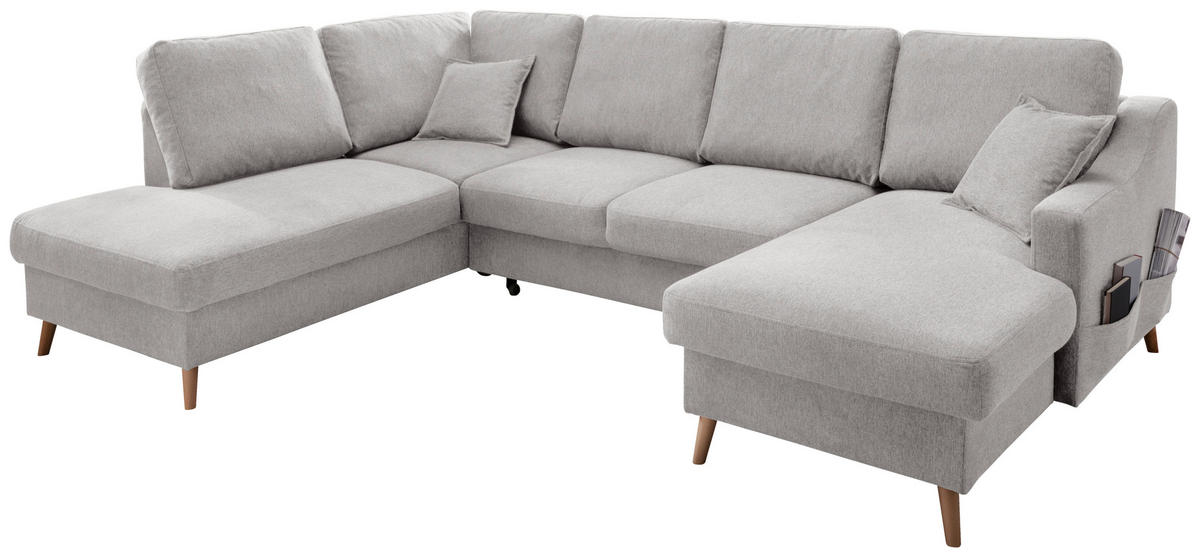 WOHNLANDSCHAFT Grau Chenille  - Naturfarben/Grau, KONVENTIONELL, Holz/Textil (200/301/150cm) - Livetastic