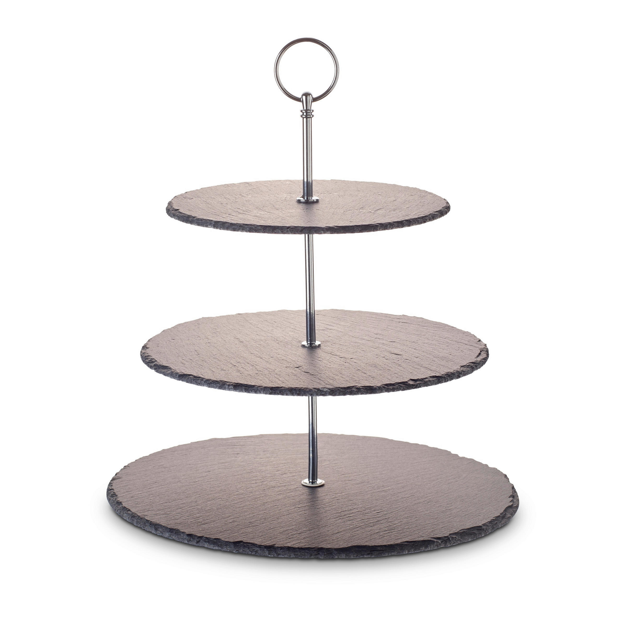 Etagere Rund Metall/Naturstein D: 30/25/20 cm 3-Stöckig