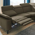 ECKSOFA in Echtleder Olivgrün  - Schwarz/Olivgrün, Design, Leder/Metall (285/239cm) - Cantus