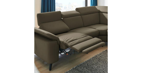 ECKSOFA in Echtleder Olivgrün  - Schwarz/Olivgrün, Design, Leder/Metall (285/239cm) - Cantus