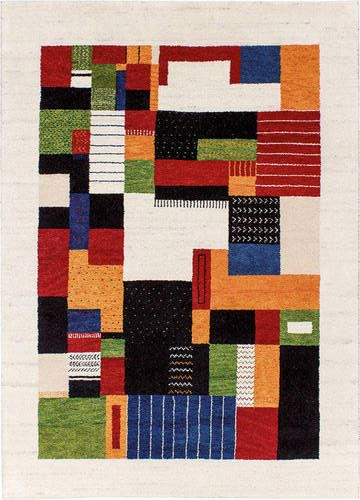 WOLLTEPPICH 120/180 cm Blau, Grün, Rot, Beige  - Blau/Beige, KONVENTIONELL, Textil (120/180cm) - Cazaris