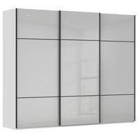 SCHWEBETÜRENSCHRANK 301/223/68 cm 3-türig Grau, Weiß  - Schwarz/Weiß, KONVENTIONELL, Glas/Holzwerkstoff (301/223/68cm) - Novel