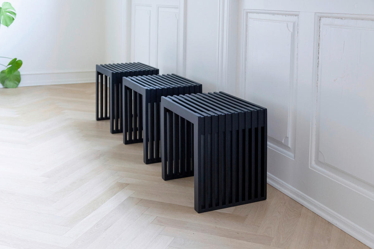 HOCKER Mahagoni Schwarz  - Schwarz, KONVENTIONELL, Holz (45/43/35cm) - MID.YOU