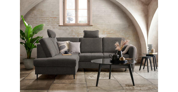 ECKSOFA in Chenille Graubraun  - Graubraun/Schwarz, MODERN, Holz/Textil (184/241cm) - Carryhome