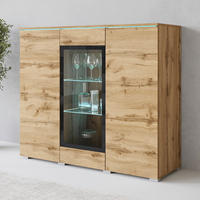 HIGHBOARD Vera  in 120/102,3/39,5 cm  - Eiche Wotan/Grau, Trend, Glas/Holzwerkstoff (120/102,3/39,5cm) - P & B