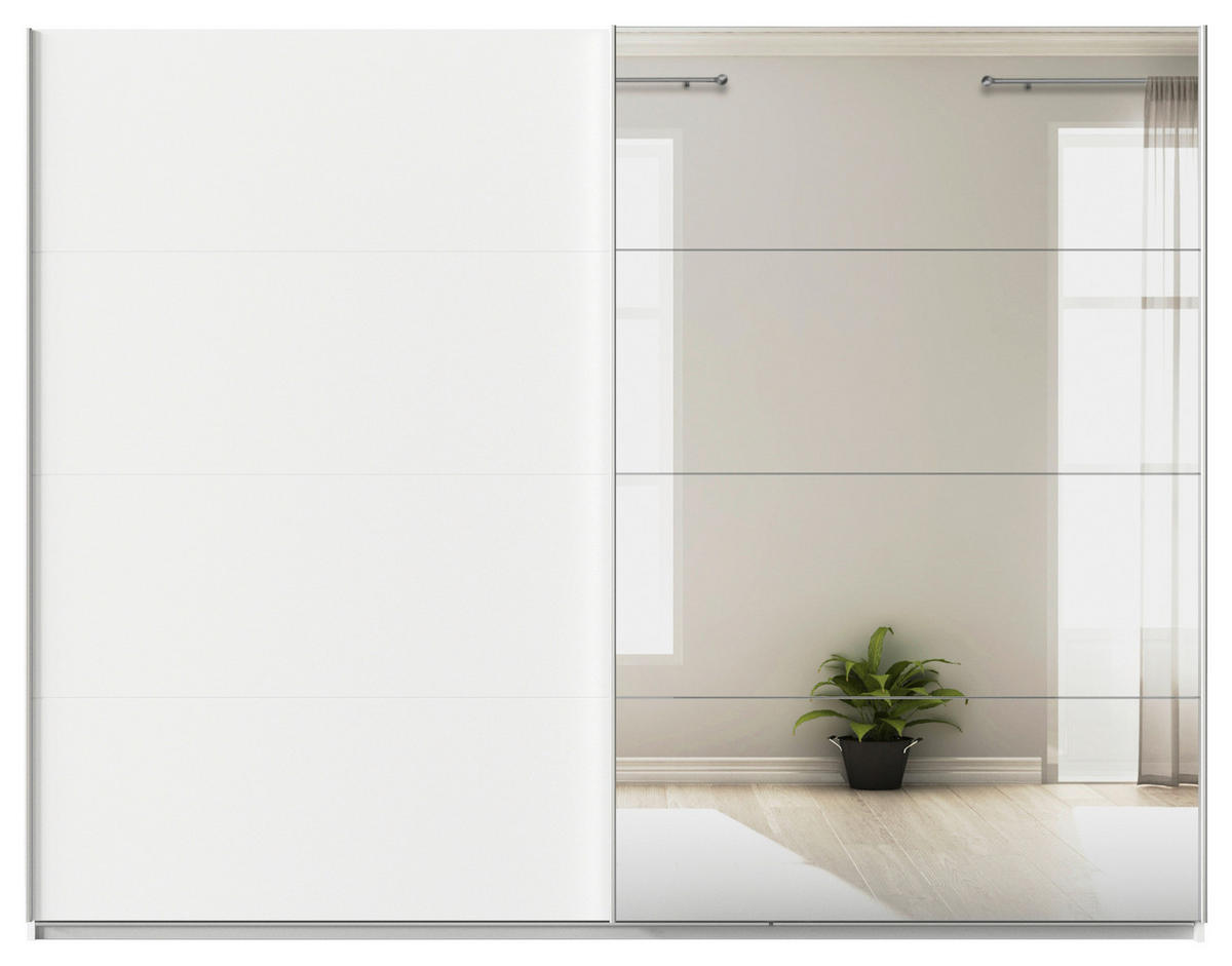 SCHWEBETÜRENSCHRANK  in Weiß  - Alufarben/Weiß, KONVENTIONELL, Glas/Holzwerkstoff (271/229/62cm) - Xora