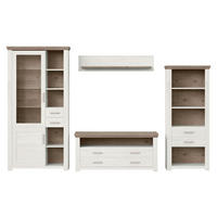 WOHNWAND  in Weiß, Eichefarben  340/206,6/51,2 cm  - Eichefarben/Weiß, Design, Glas/Holzwerkstoff (340/206,6/51,2cm) - SetOne by Musterring