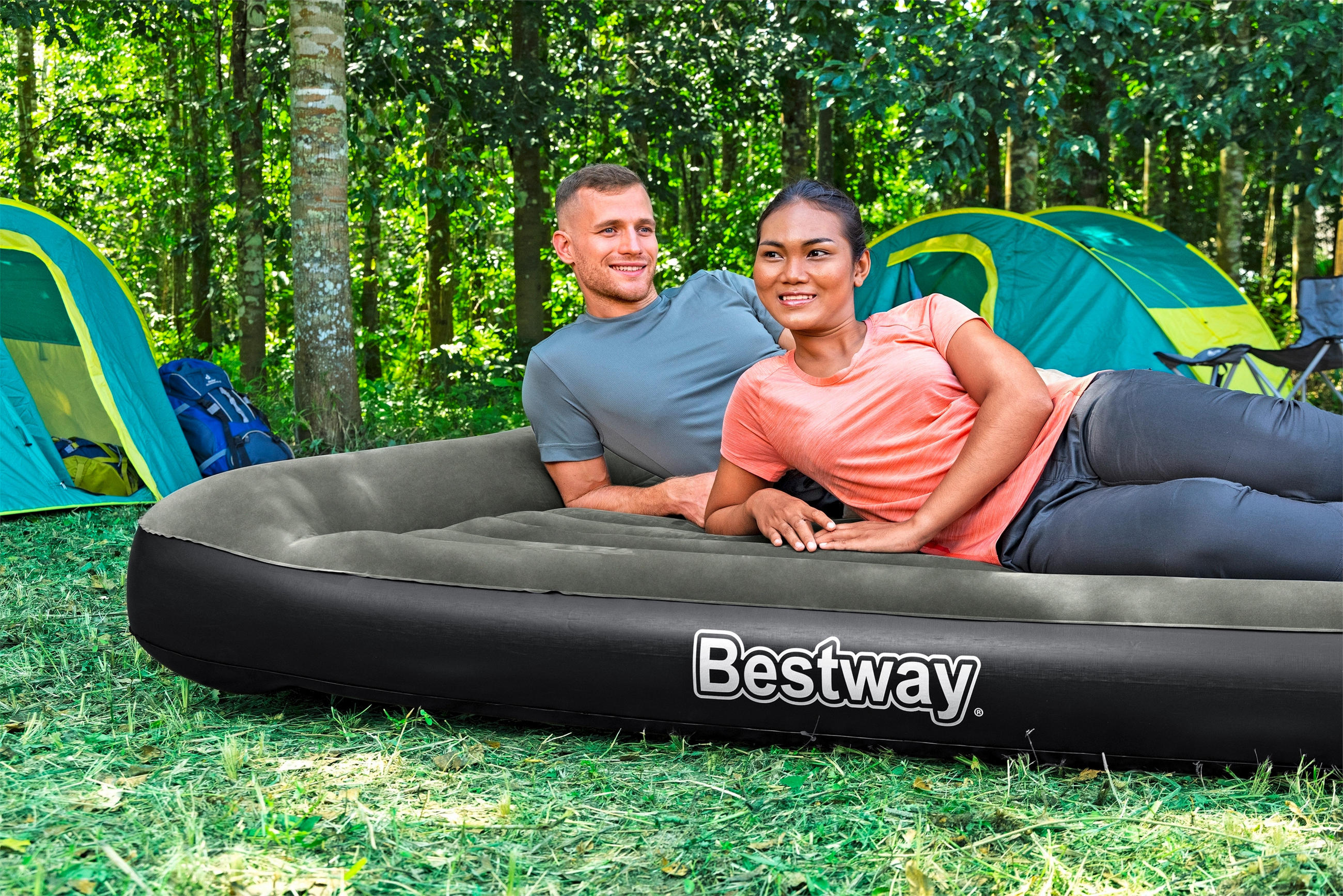 LUFTBETT   203/152/30 cm Schwarz, Dunkelgrau  - Dunkelgrau/Schwarz, KONVENTIONELL, Kunststoff (203/152/30cm) - Bestway