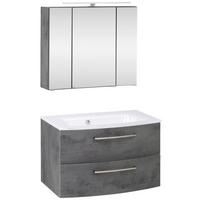 BADEZIMMER  in 80 cm  - Dunkelgrau/Weiß, KONVENTIONELL, Holzwerkstoff (80cm) - Held