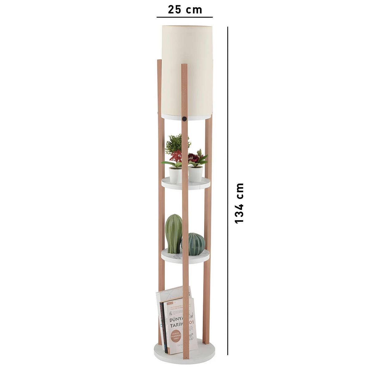 STEHLEUCHTE 21/135 cm    - Creme/Weiß, Design, Holzwerkstoff/Kunststoff (21/135cm) - P & B