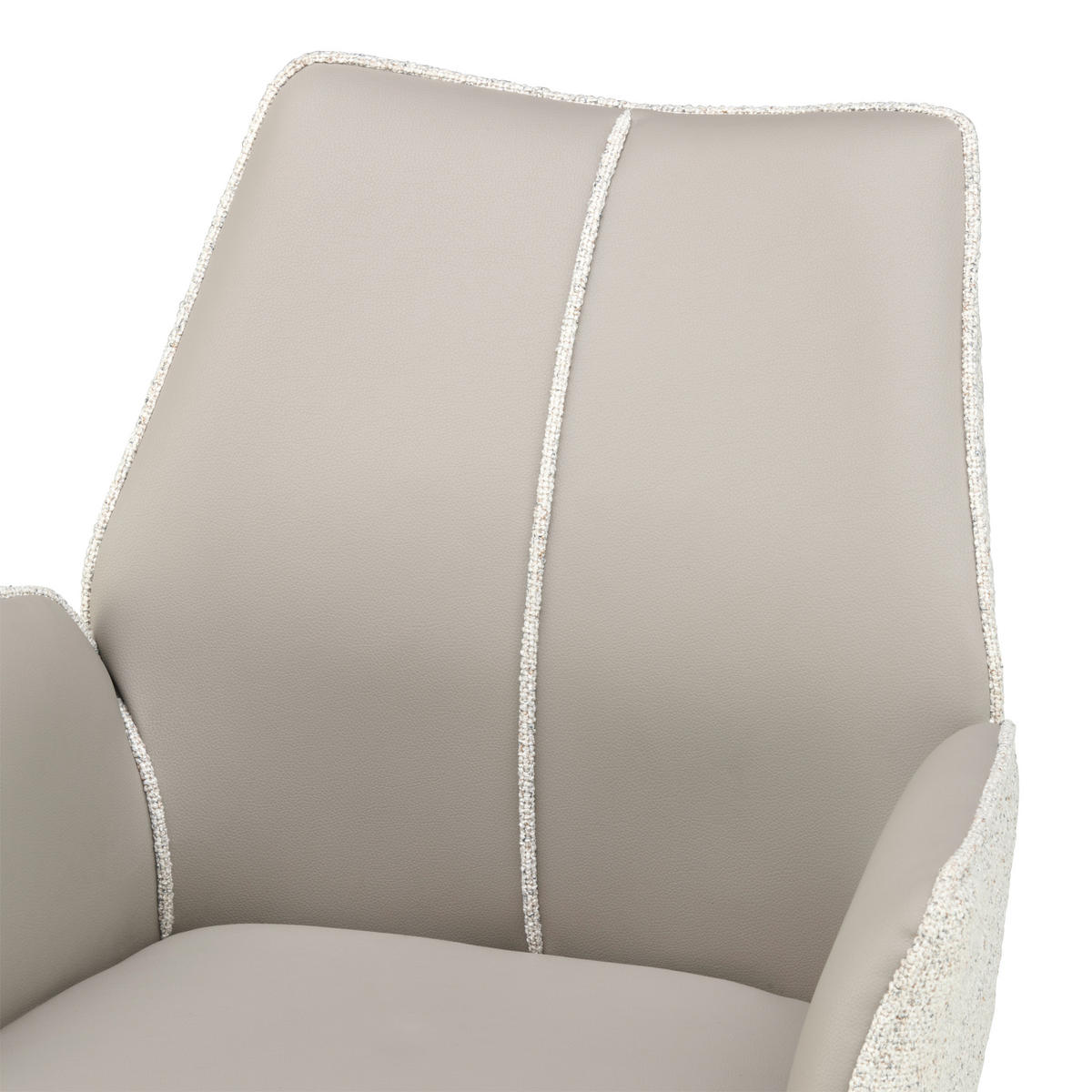 ARMLEHNSTUHL  in Eisen Lederlook, Leinenoptik  - Champagner/Grau, KONVENTIONELL, Textil/Metall (61/82,5/61cm) - Livetastic