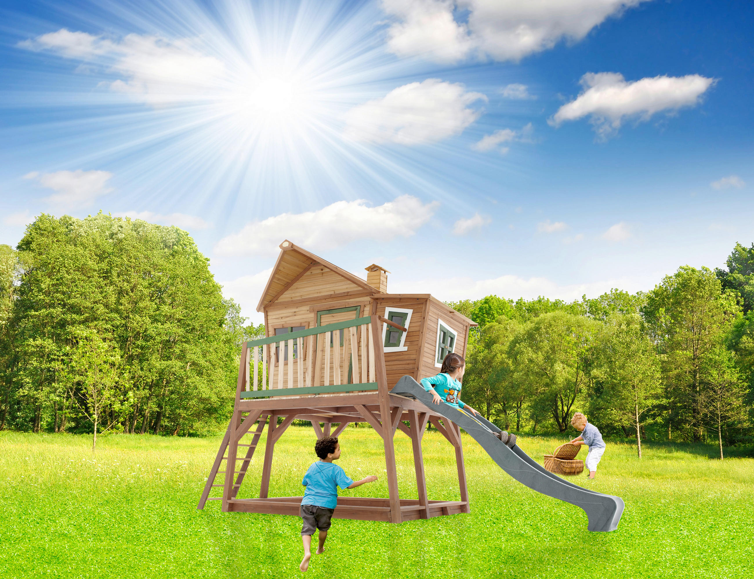 SPIELTURM 435/291/180 cm SPIELTURM MAX  - Braun/Naturfarben, KONVENTIONELL, Holz (435/291/180cm) - Ambia Garden