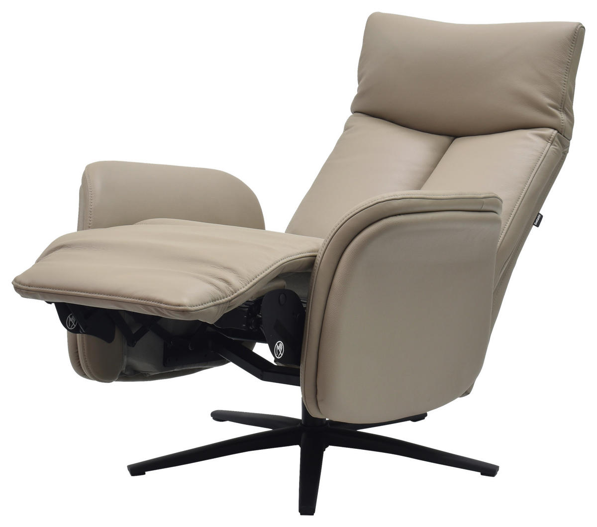 RELAXSESSEL Echtleder    - Schwarz/Grau, Design, Leder/Holz (75/109/84/148/84cm) - Livetastic