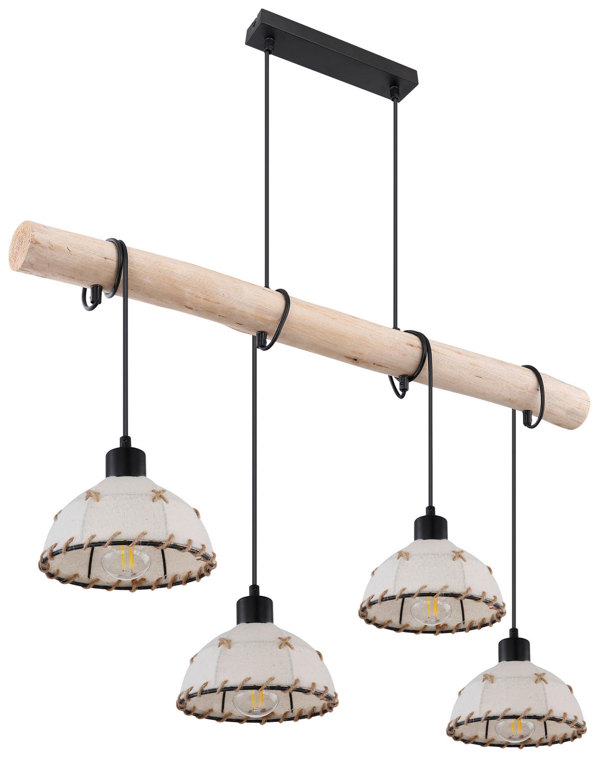 VISEČA SVETILKA  Rex   85/18/120 cm         E27 - črna/naravne barve, Natur, kovina/tekstil (85/18/120cm) - Globo