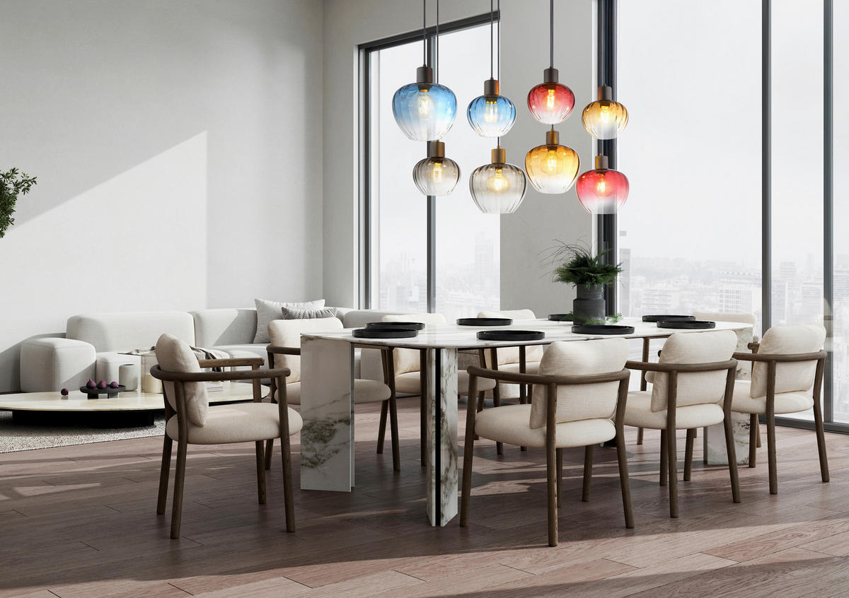 HÄNGELEUCHTE 110/42/120 cm  - Blau/Rot, Design, Glas/Kunststoff (110/42/120cm)